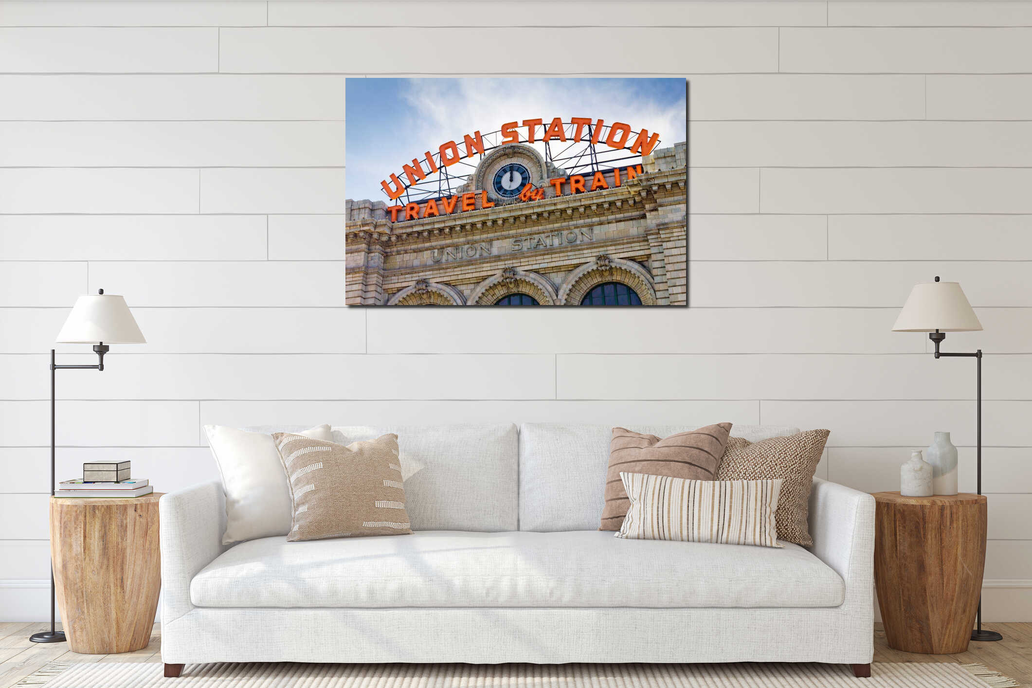 Canvas hanging interior mockup