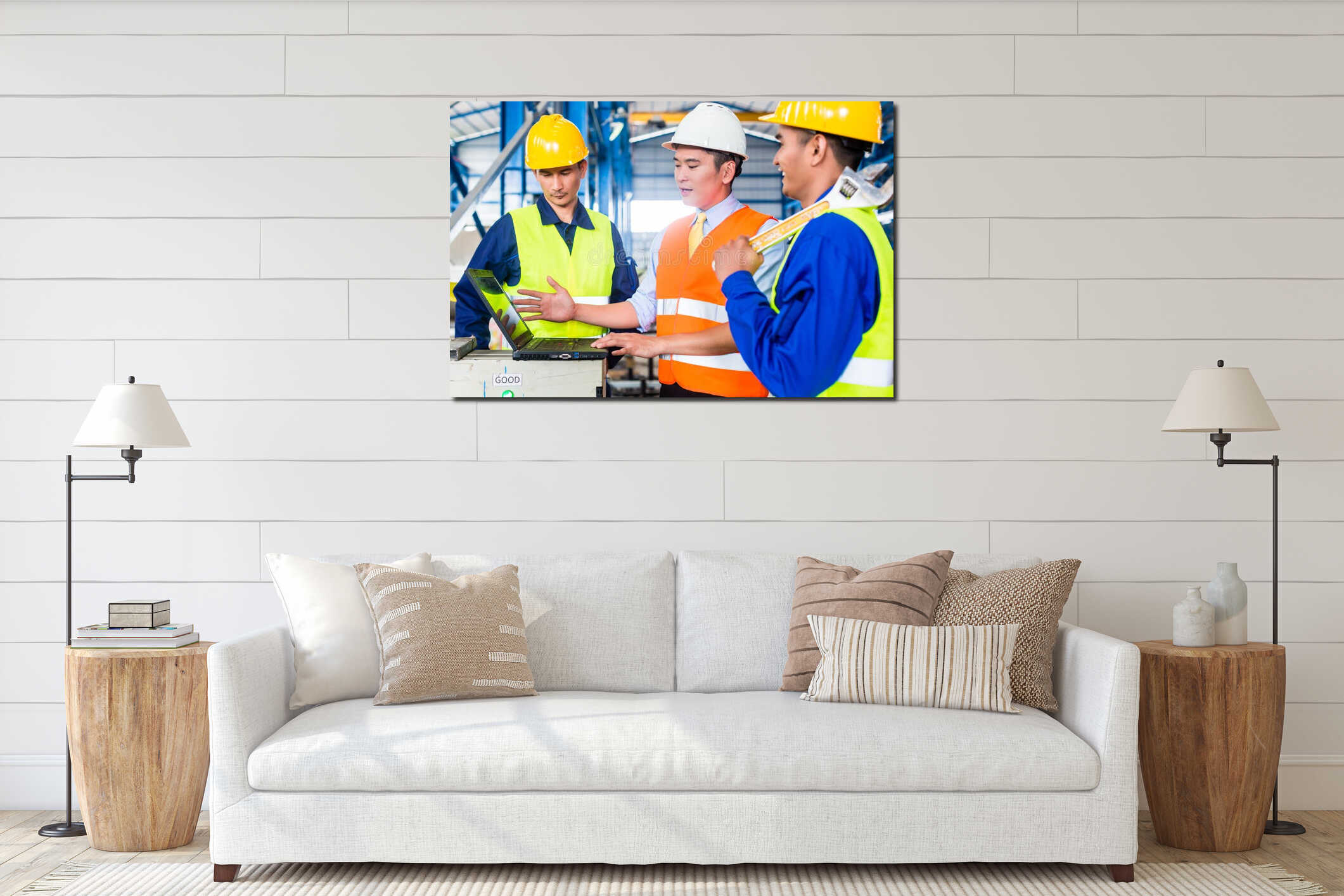 Canvas hanging interior mockup