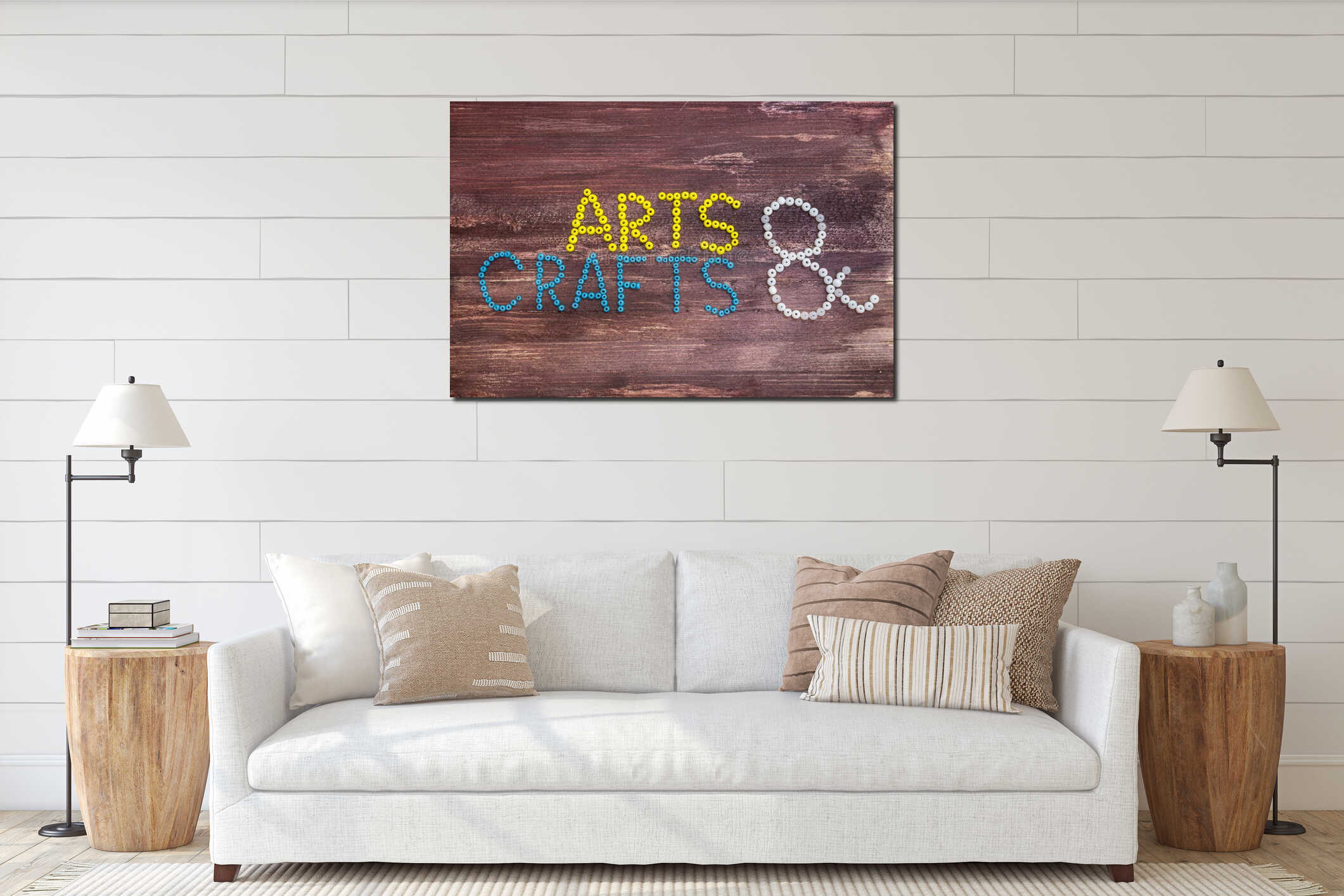 Canvas hanging interior mockup