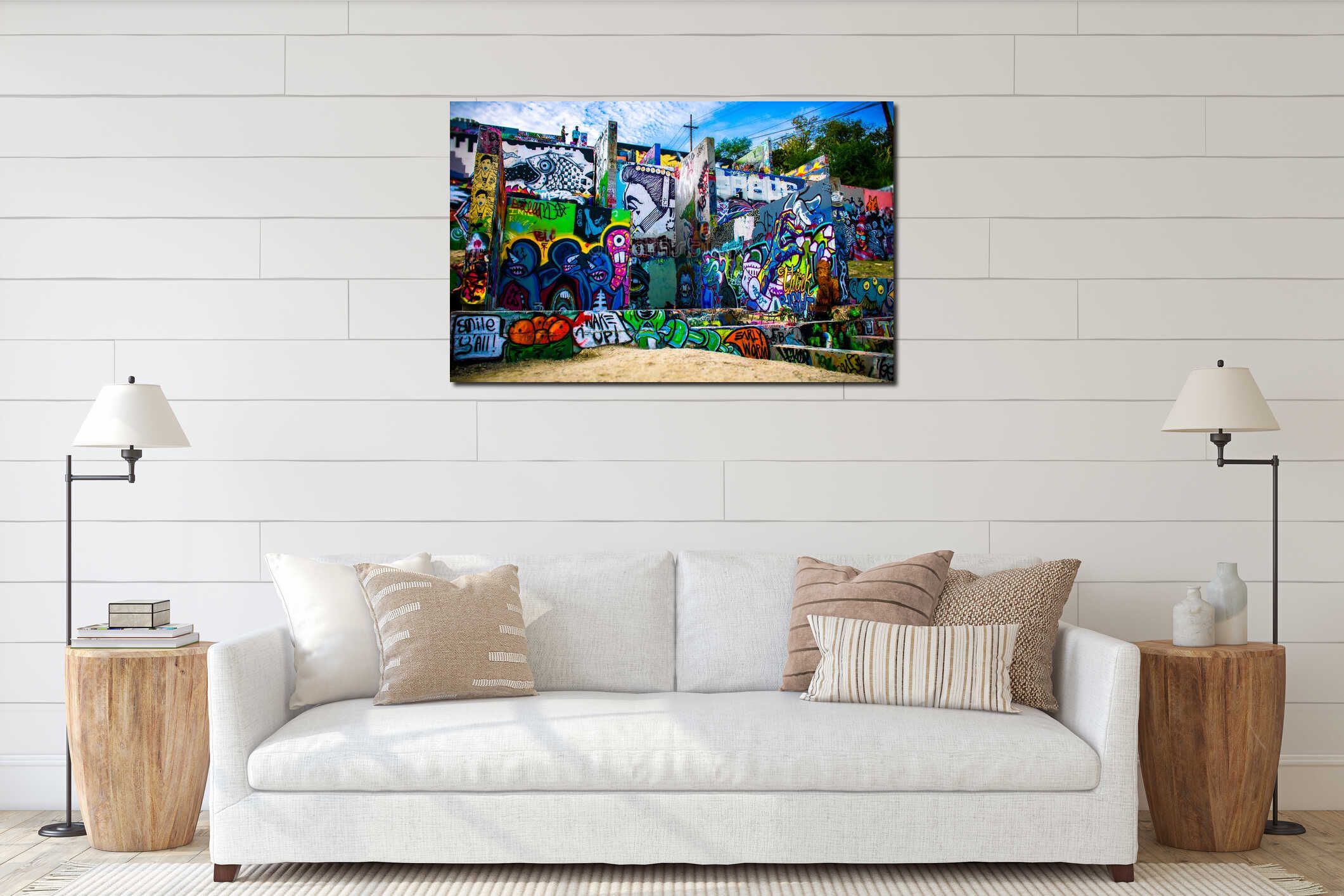 Canvas hanging interior mockup