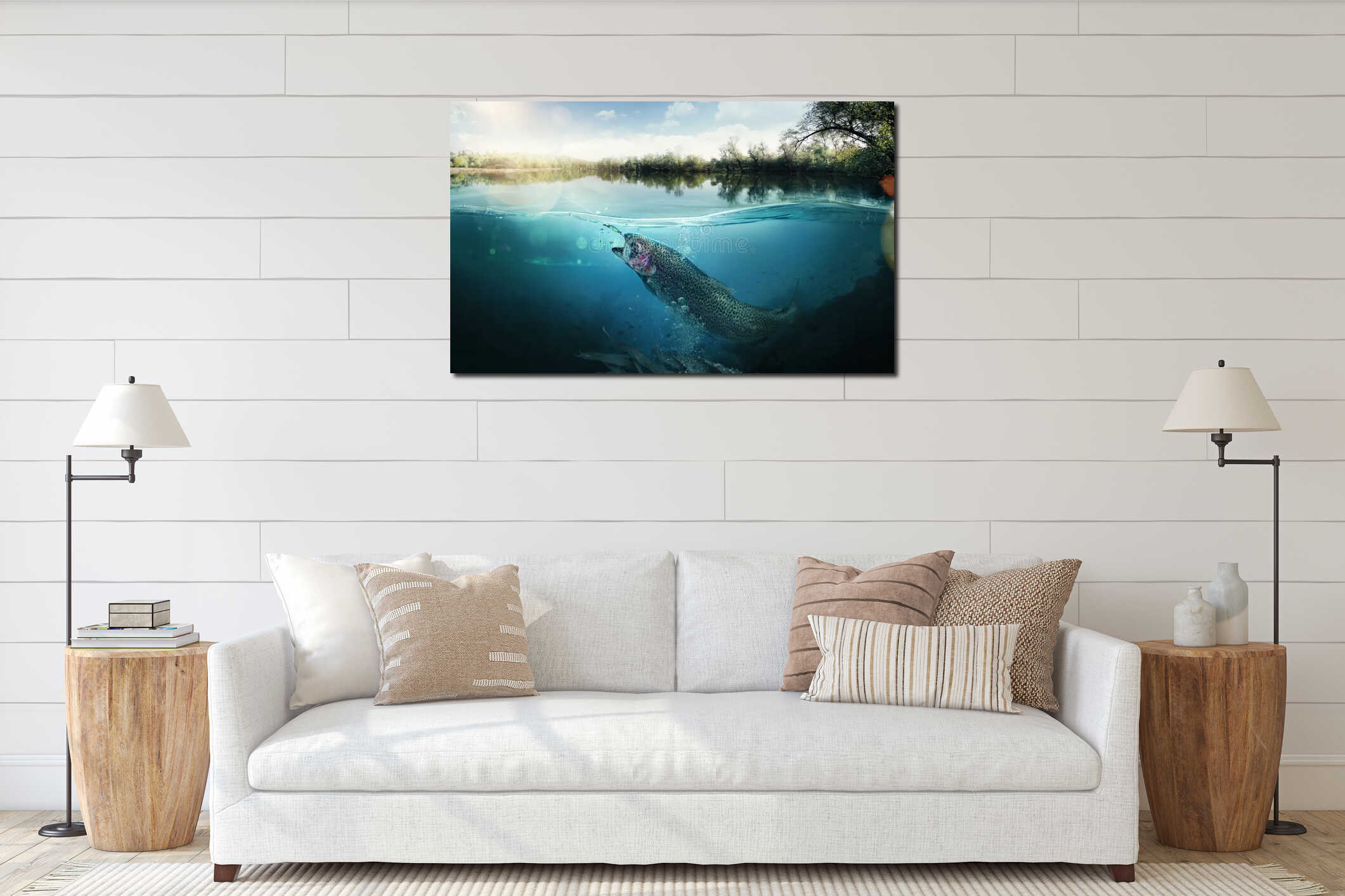 Canvas hanging interior mockup