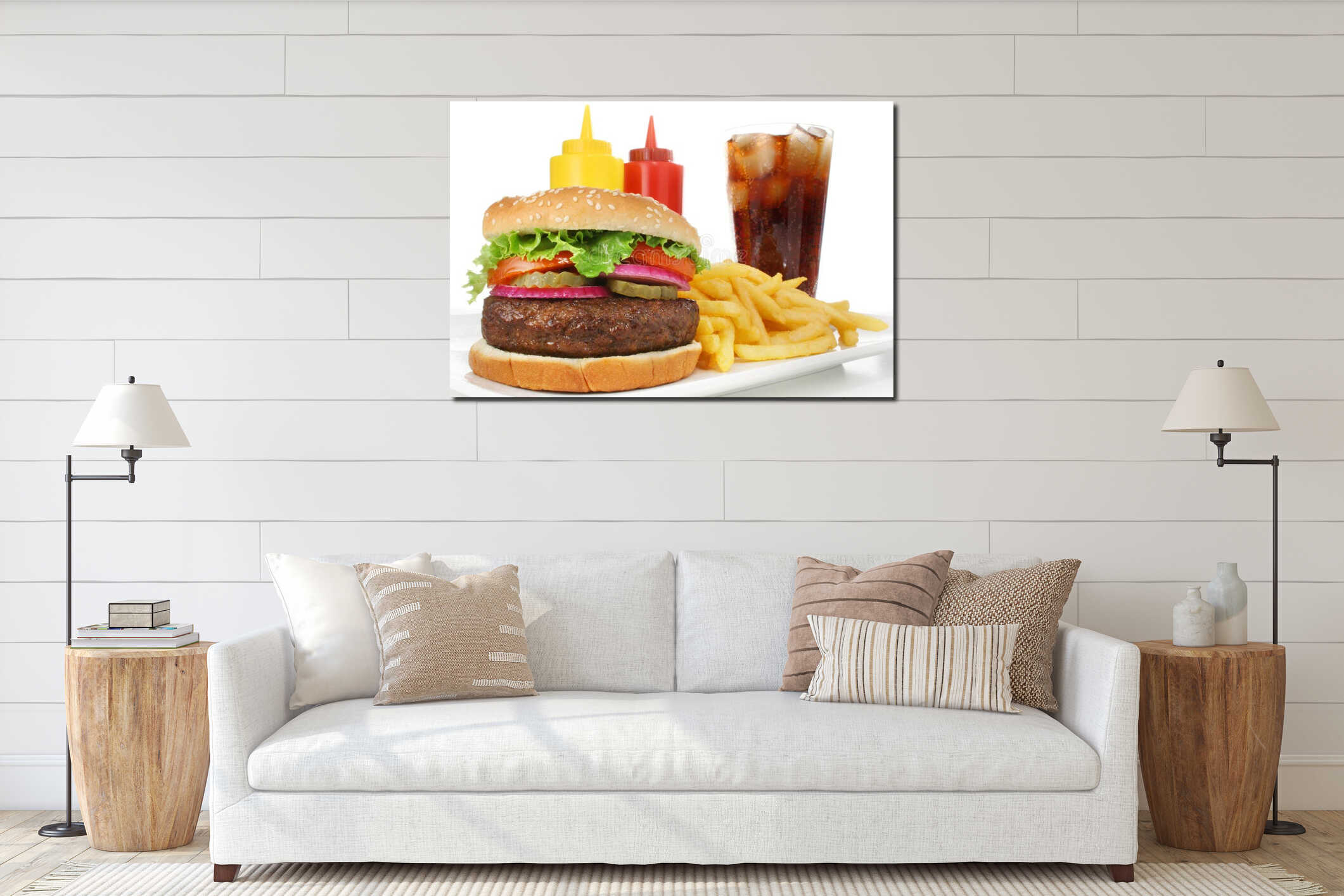 Canvas hanging interior mockup