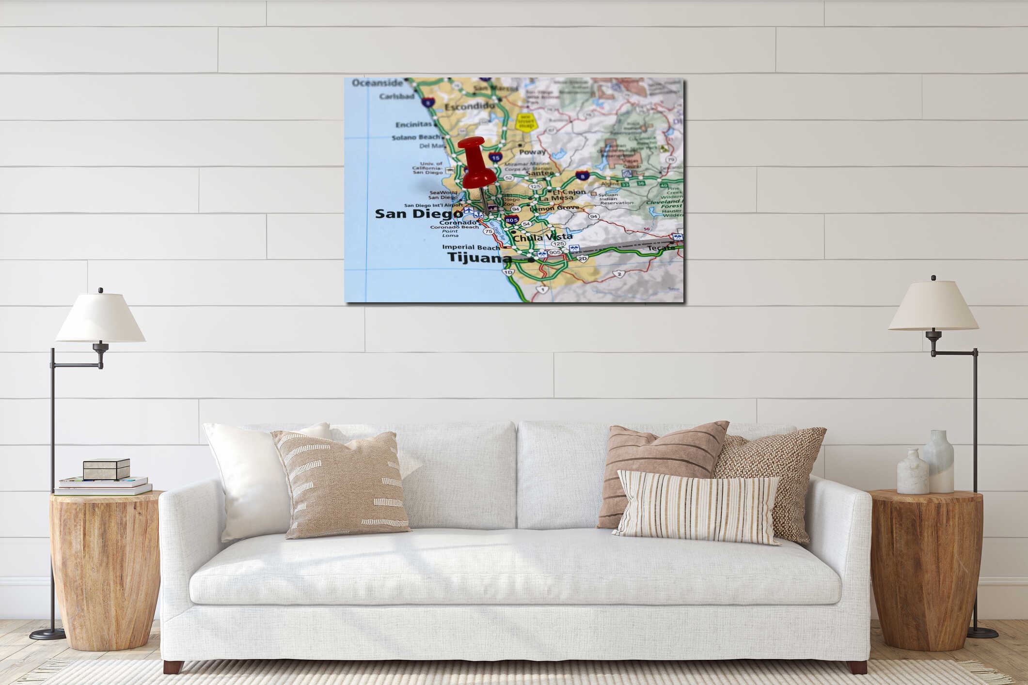 Canvas hanging interior mockup