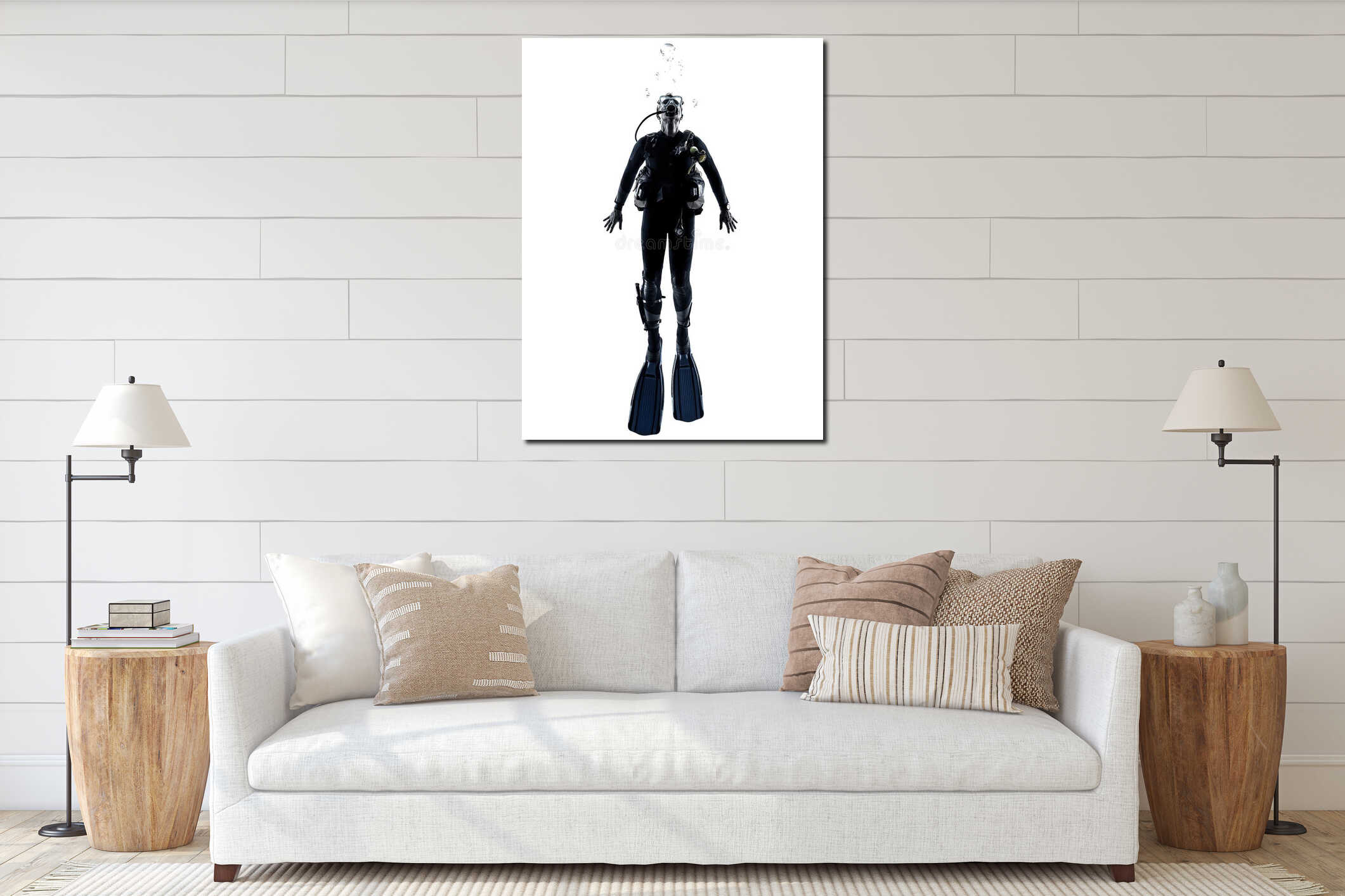 Canvas hanging interior mockup