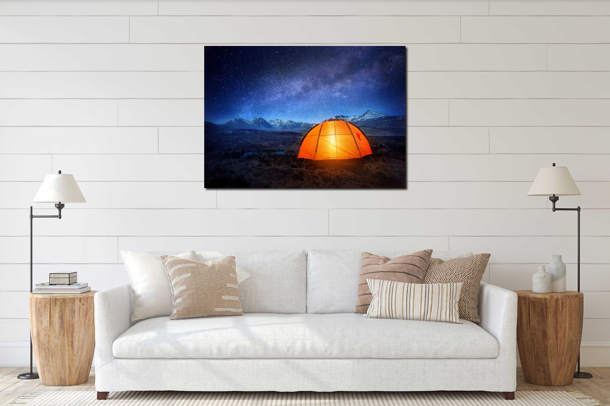 Canvas hanging interior mockup