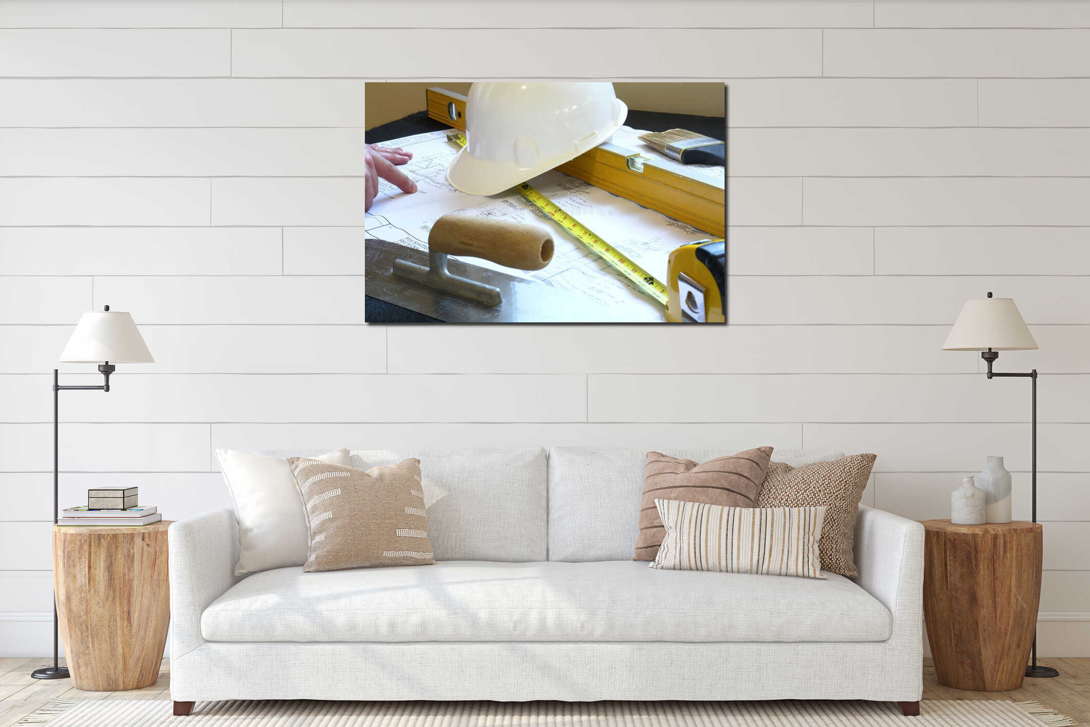 Canvas hanging interior mockup