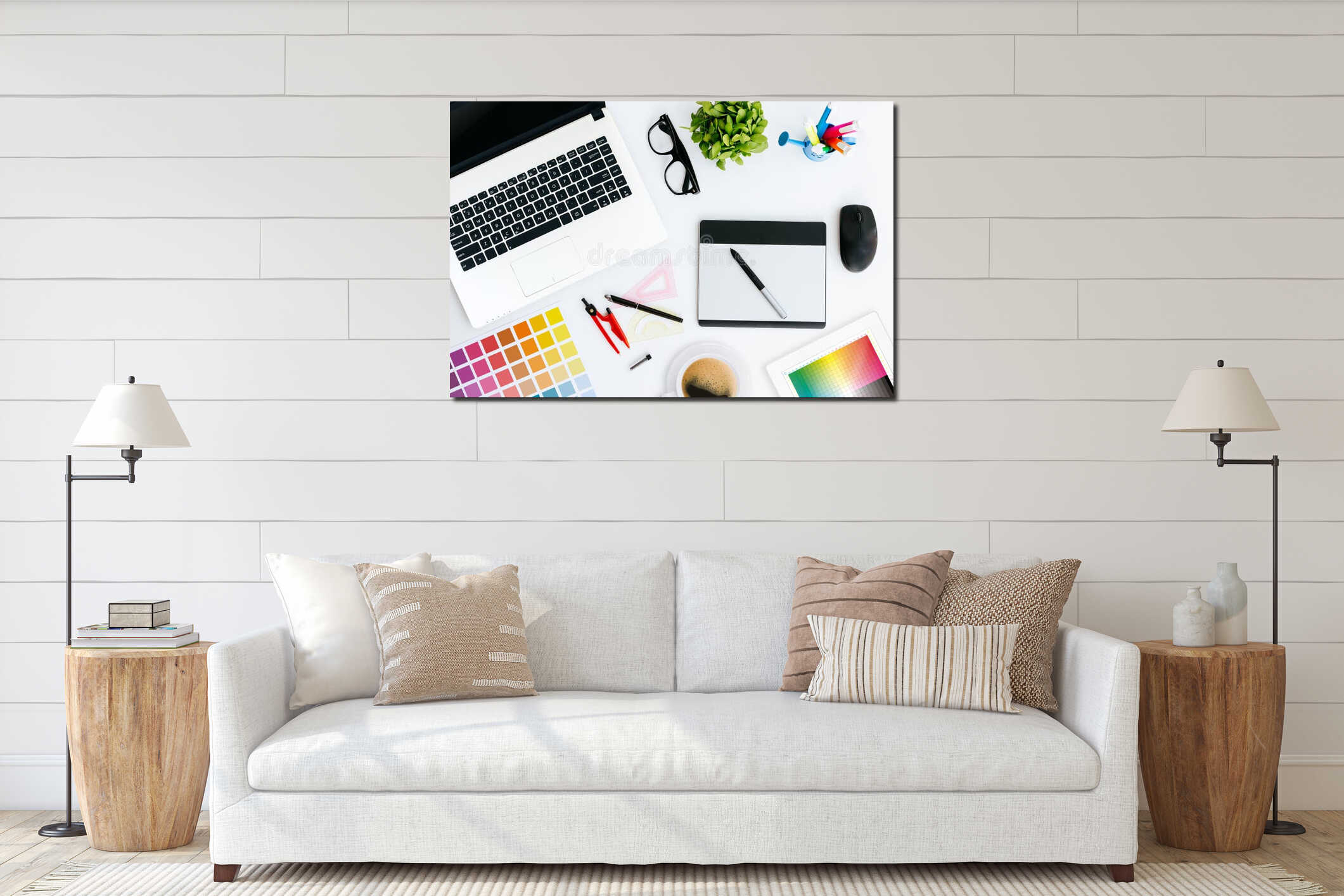 Canvas hanging interior mockup