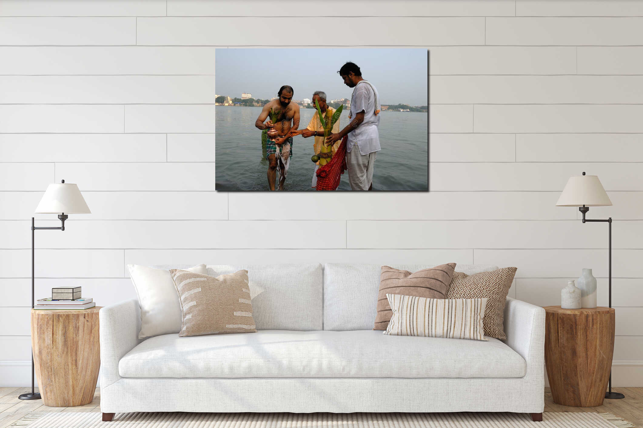 Canvas hanging interior mockup
