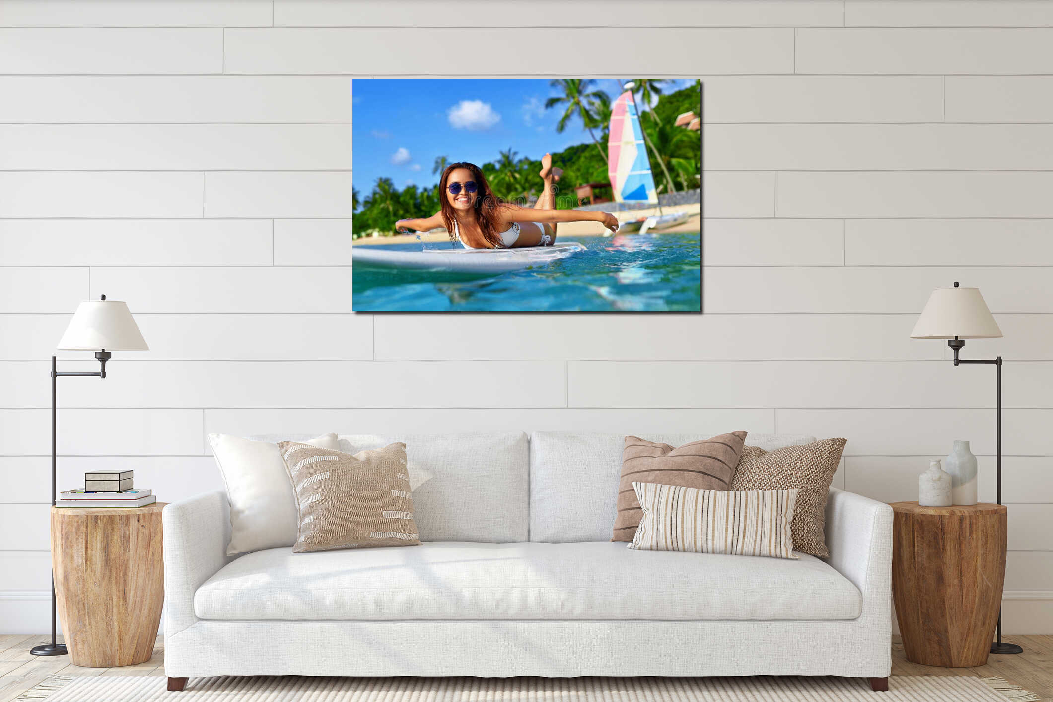 Canvas hanging interior mockup
