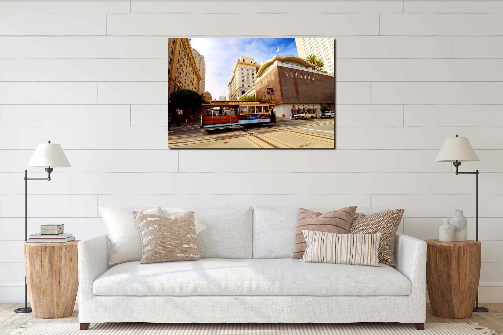 Canvas hanging interior mockup