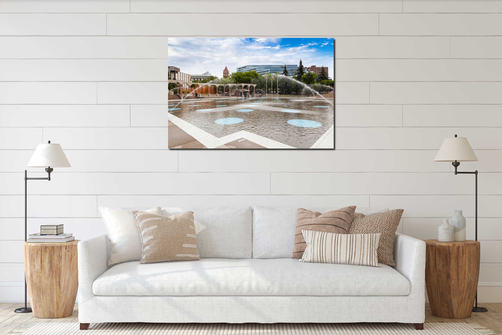 Canvas hanging interior mockup