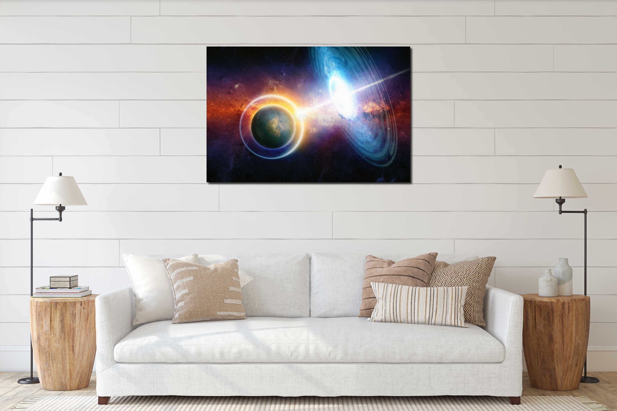 Canvas hanging interior mockup