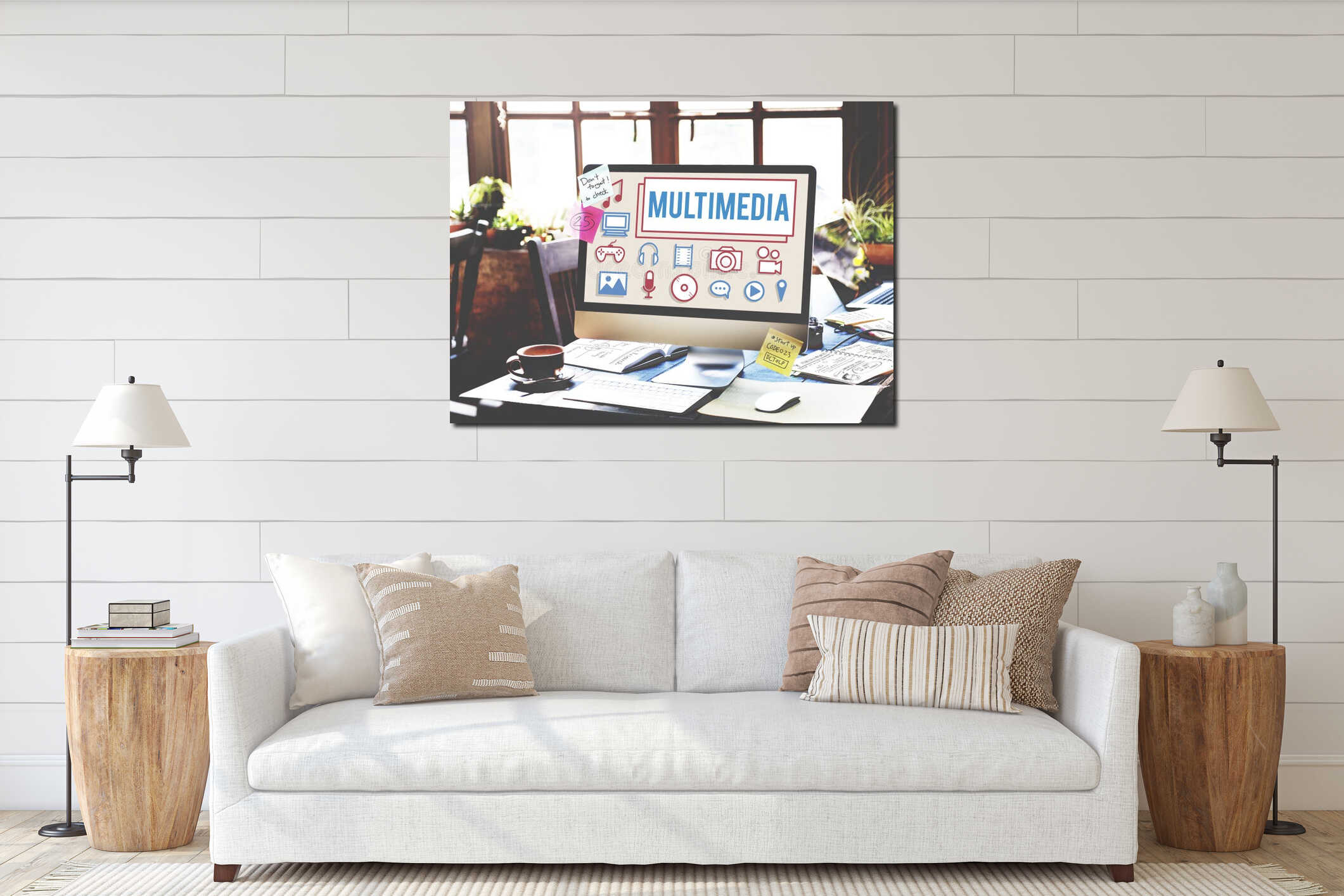Canvas hanging interior mockup