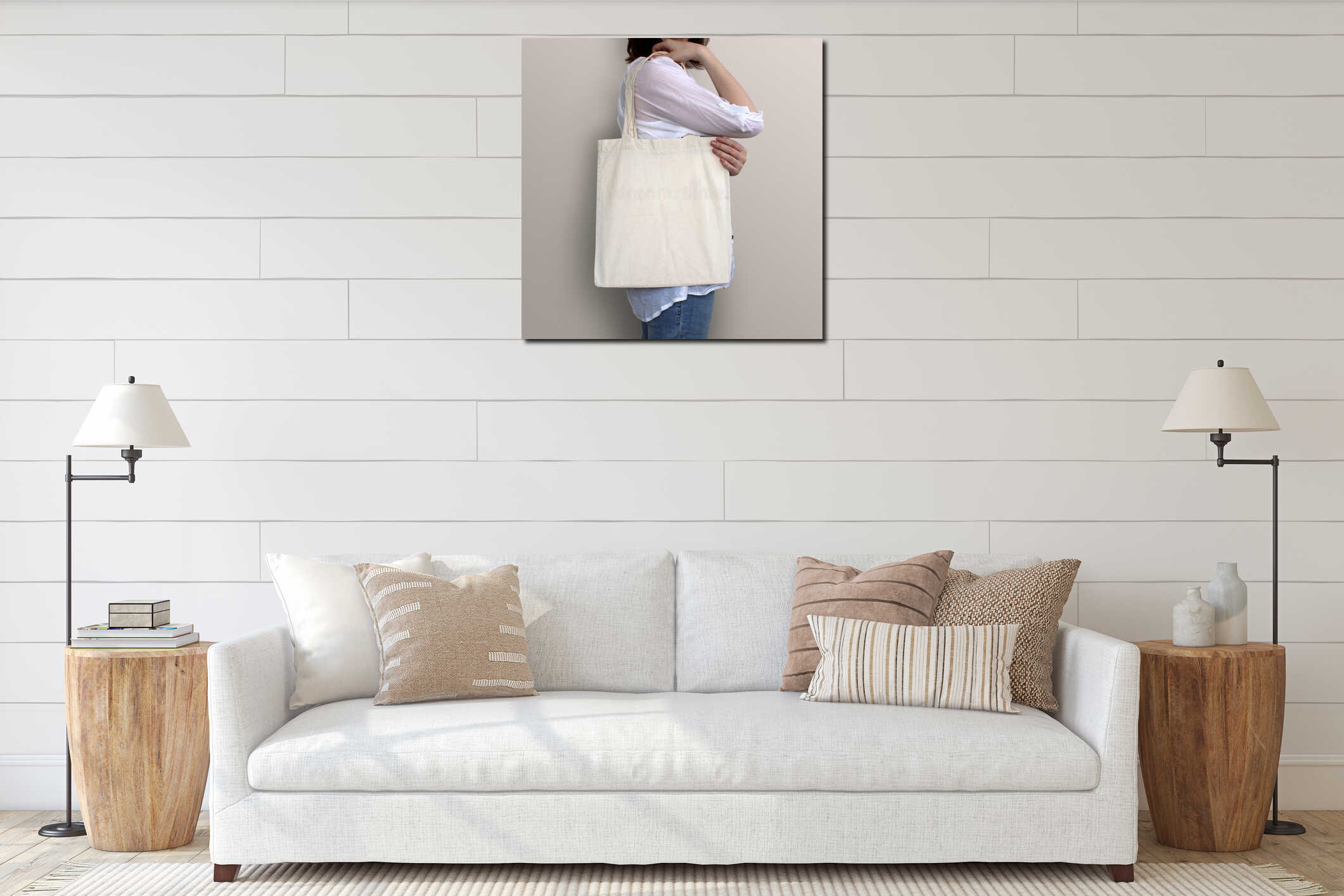 Canvas hanging interior mockup
