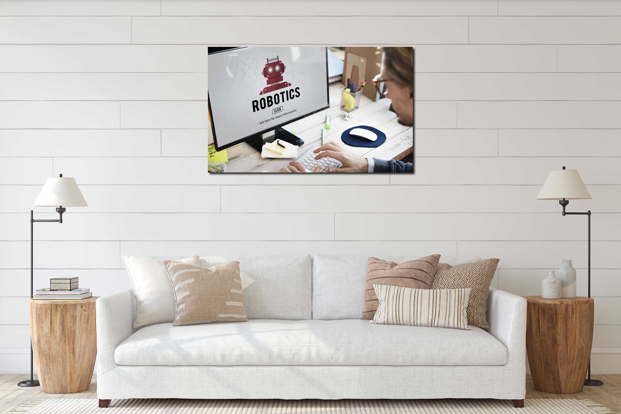 Canvas hanging interior mockup