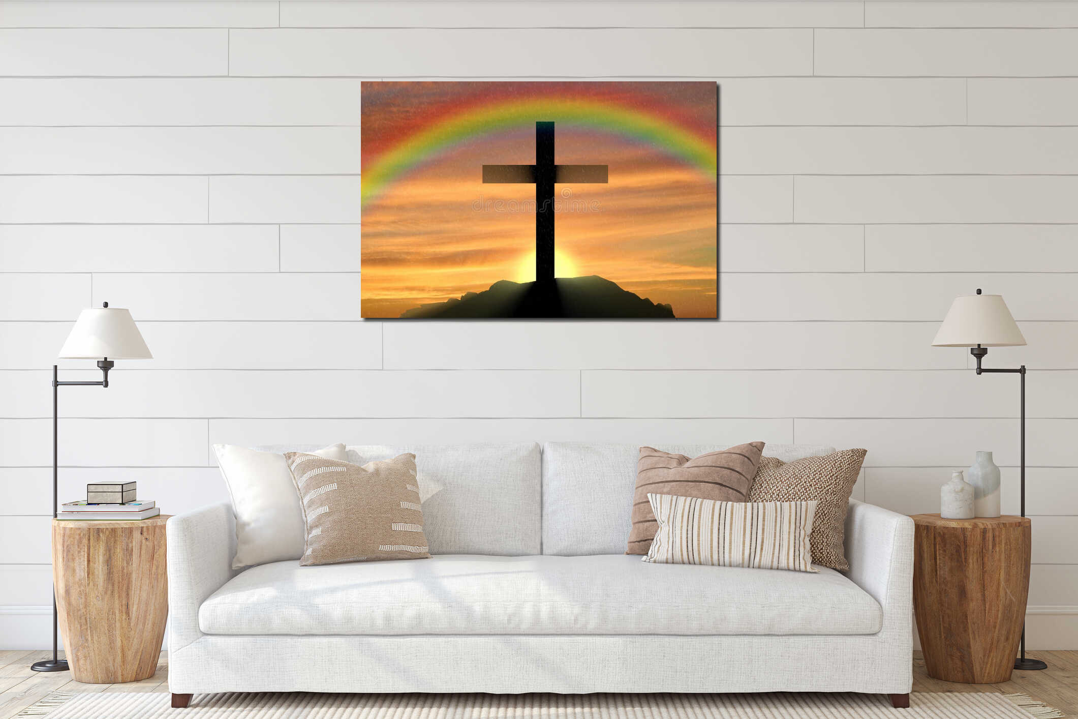 Canvas hanging interior mockup