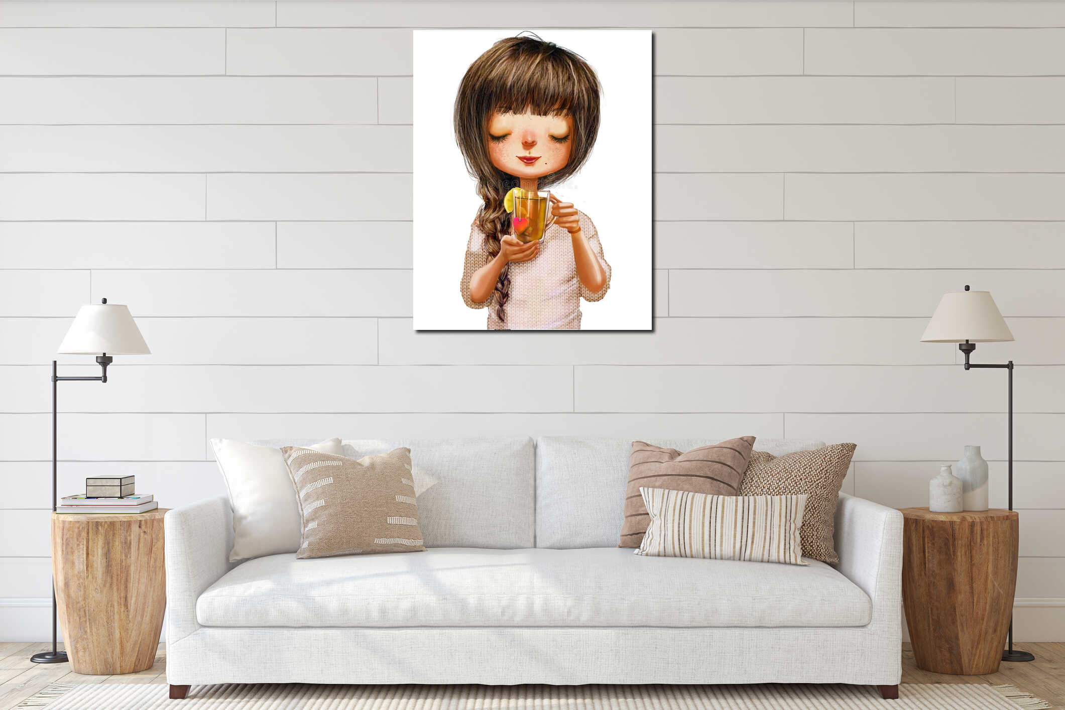 Canvas hanging interior mockup