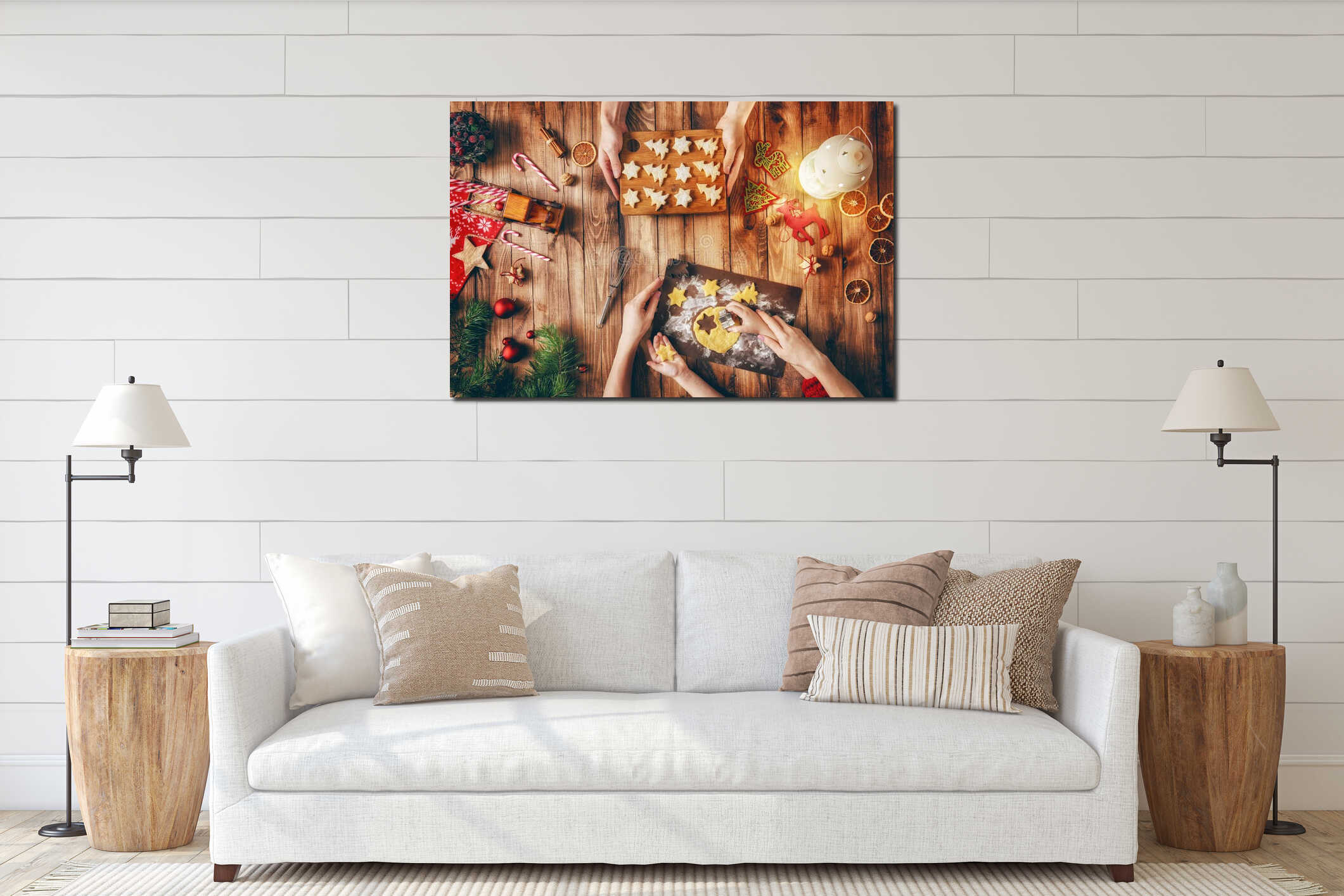 Canvas hanging interior mockup