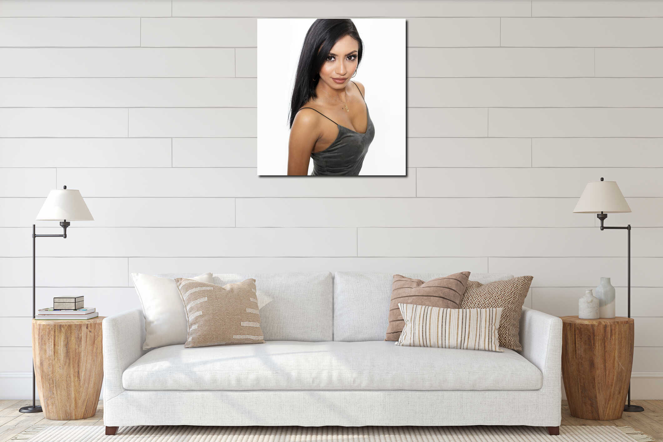 Canvas hanging interior mockup