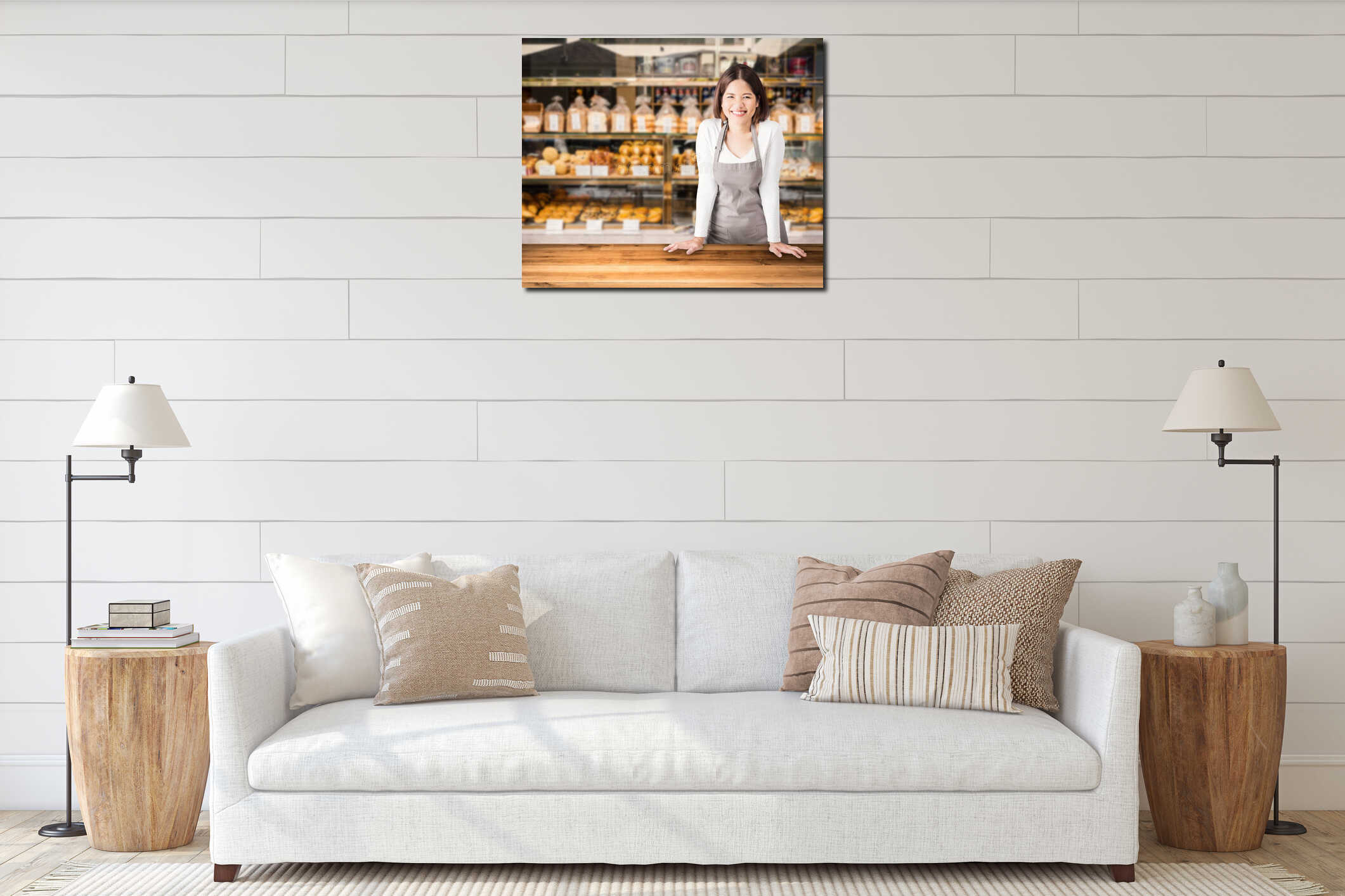 Canvas hanging interior mockup