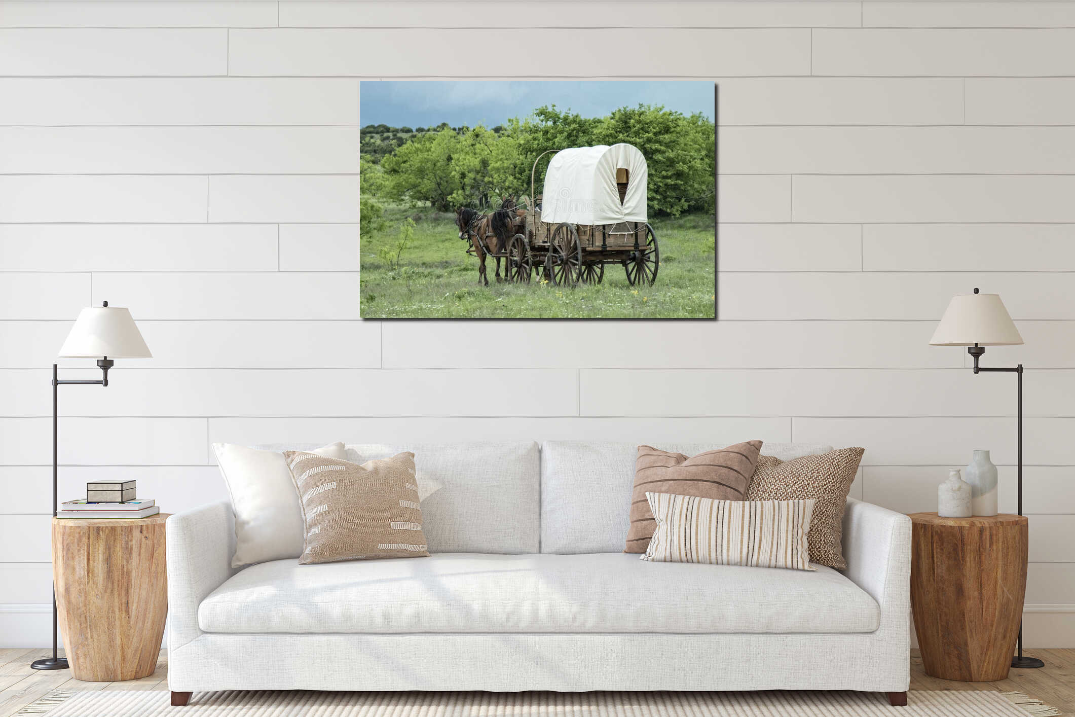 Canvas hanging interior mockup