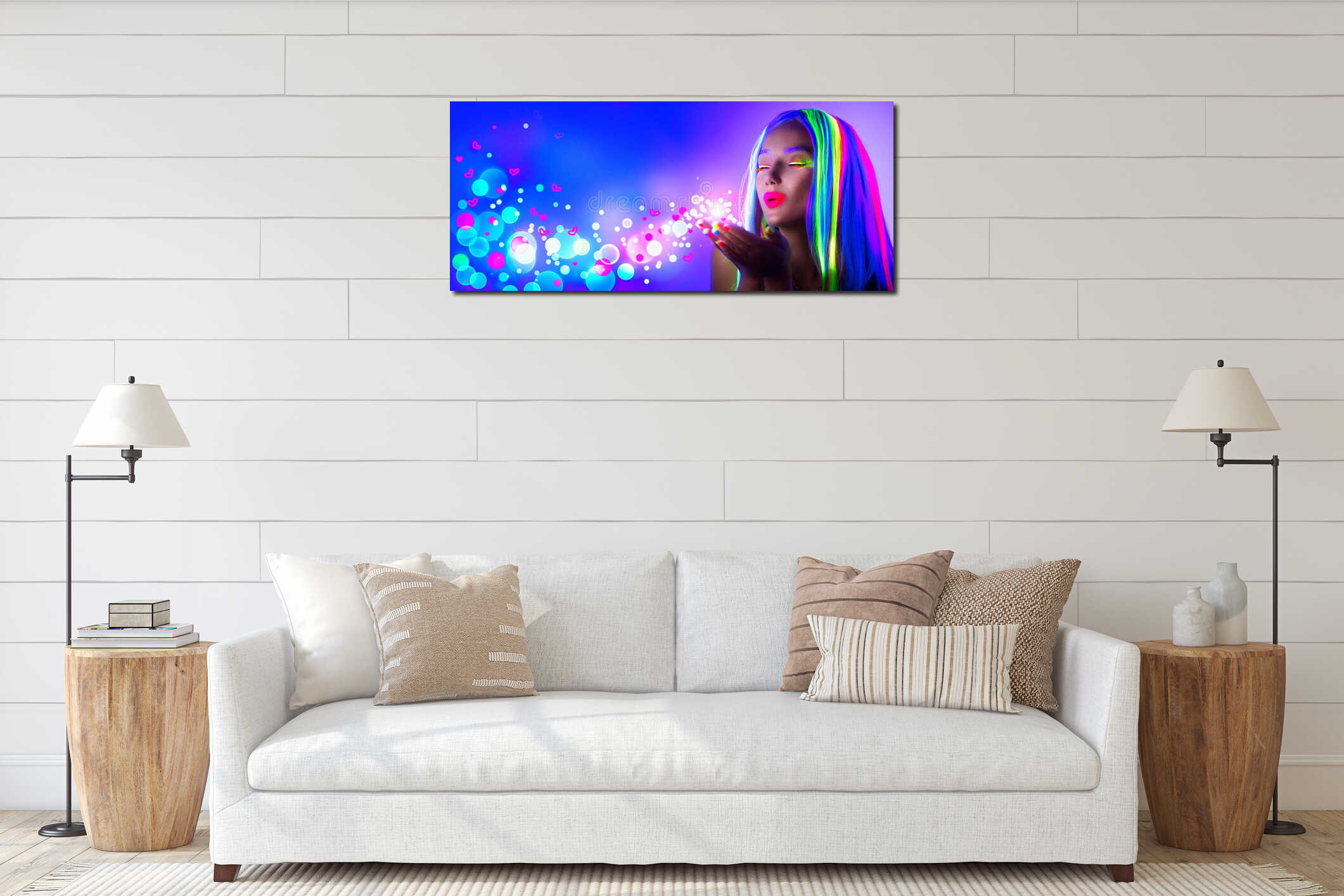 Canvas hanging interior mockup