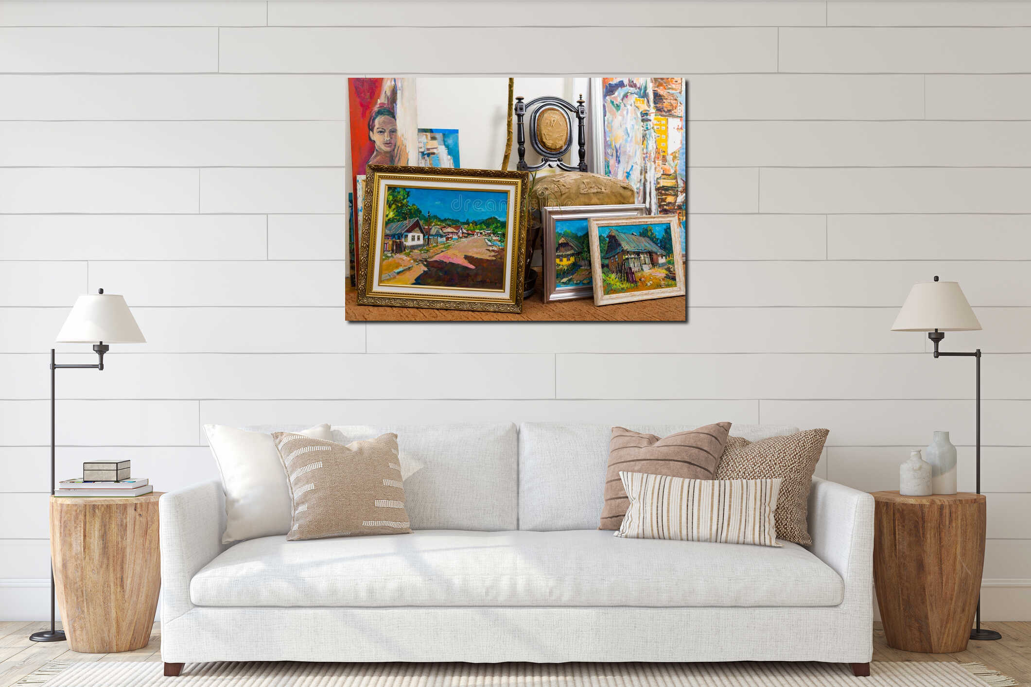 Canvas hanging interior mockup