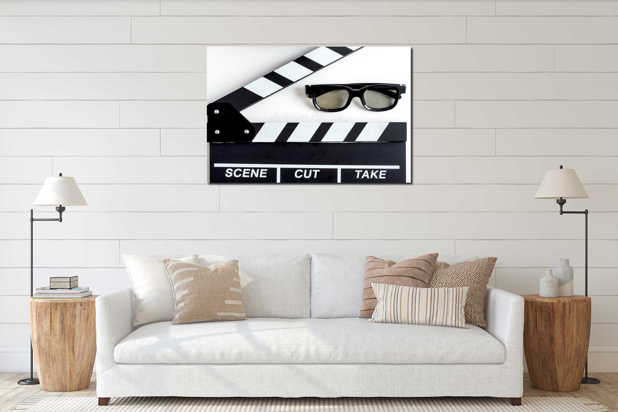 Canvas hanging interior mockup