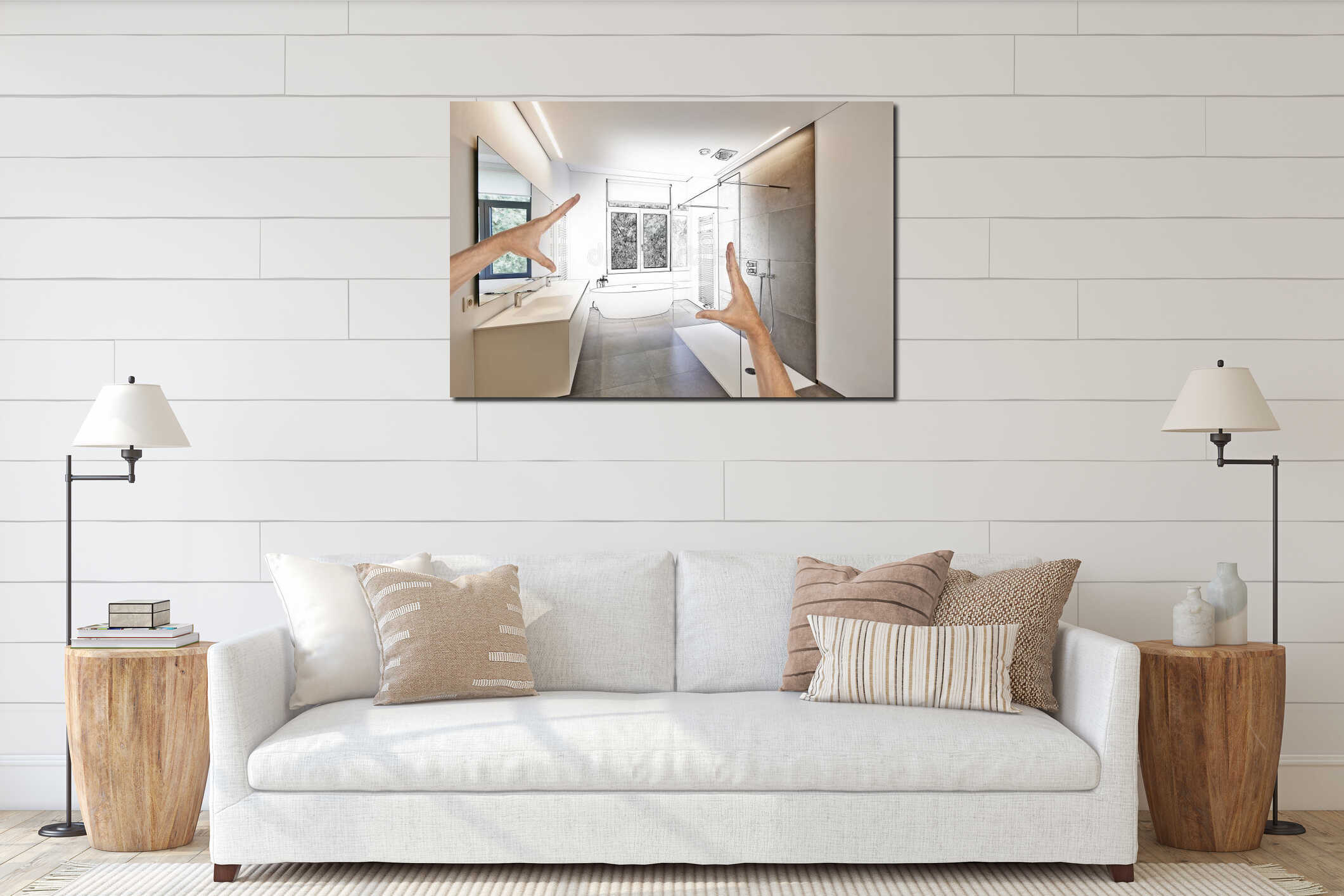 Canvas hanging interior mockup