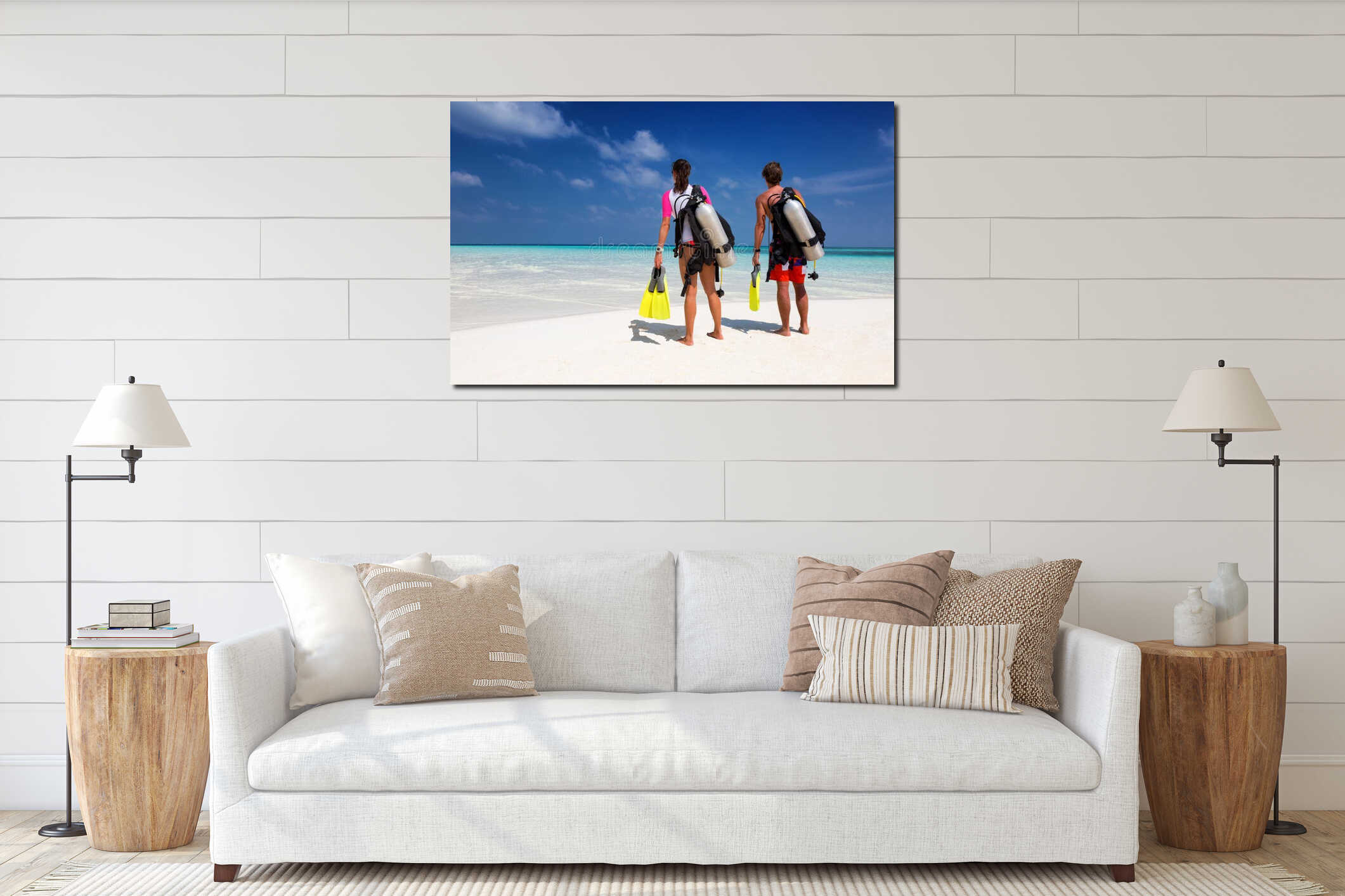 Canvas hanging interior mockup