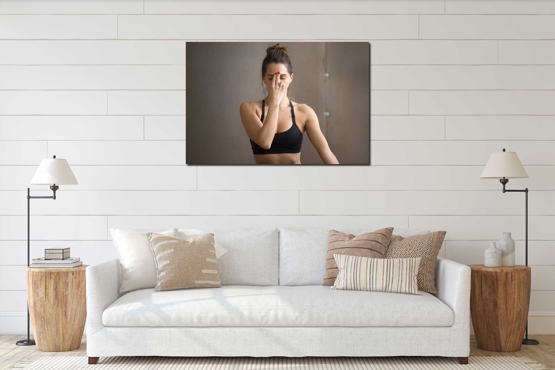 Canvas hanging interior mockup