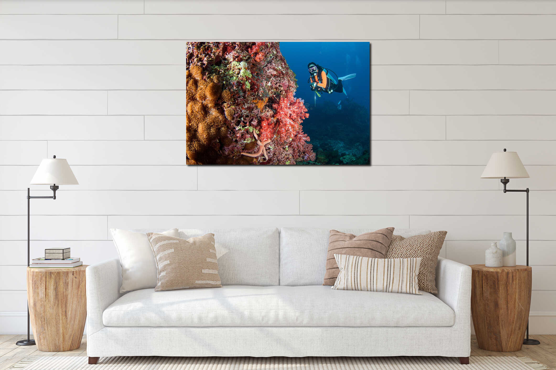 Canvas hanging interior mockup