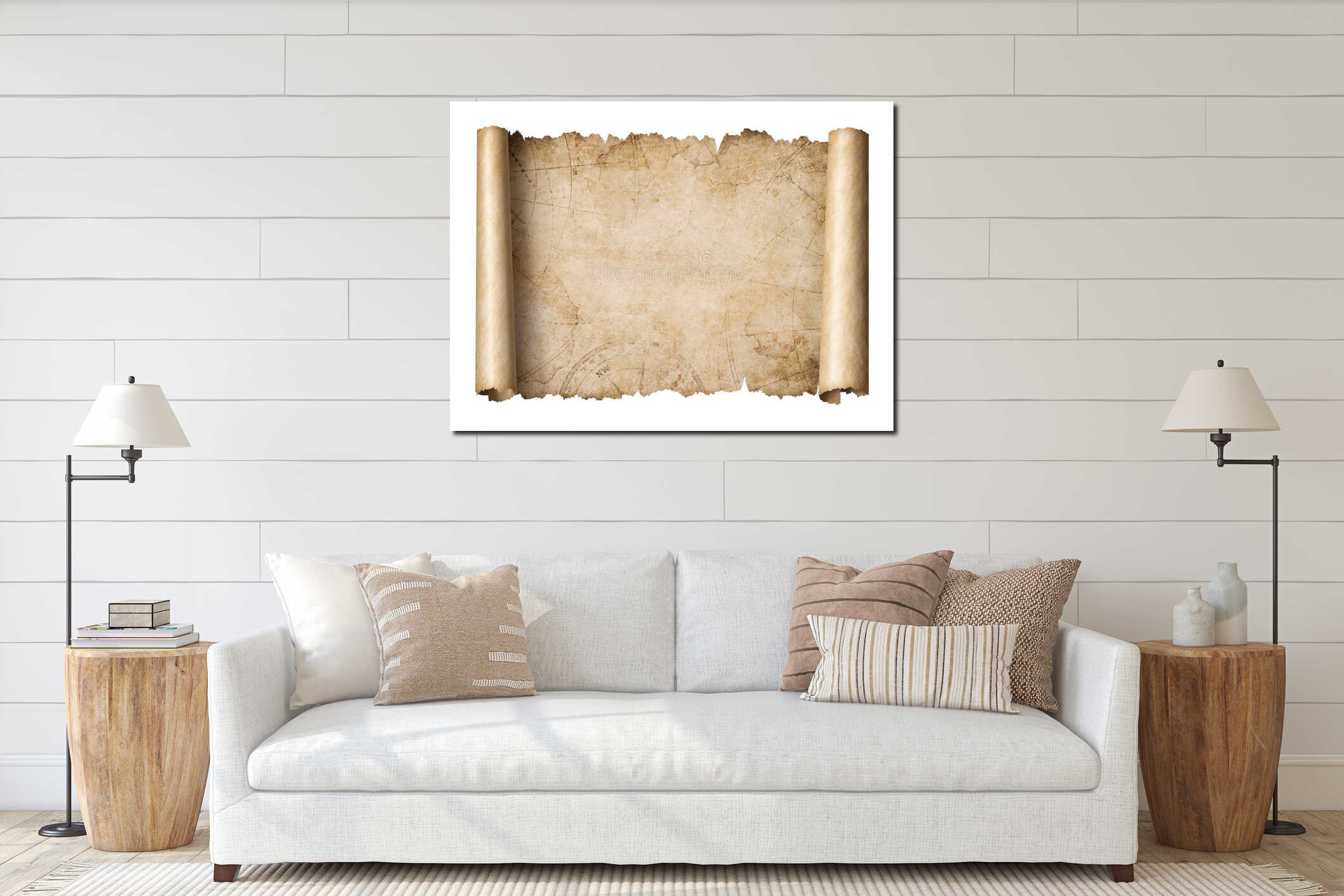 Canvas hanging interior mockup