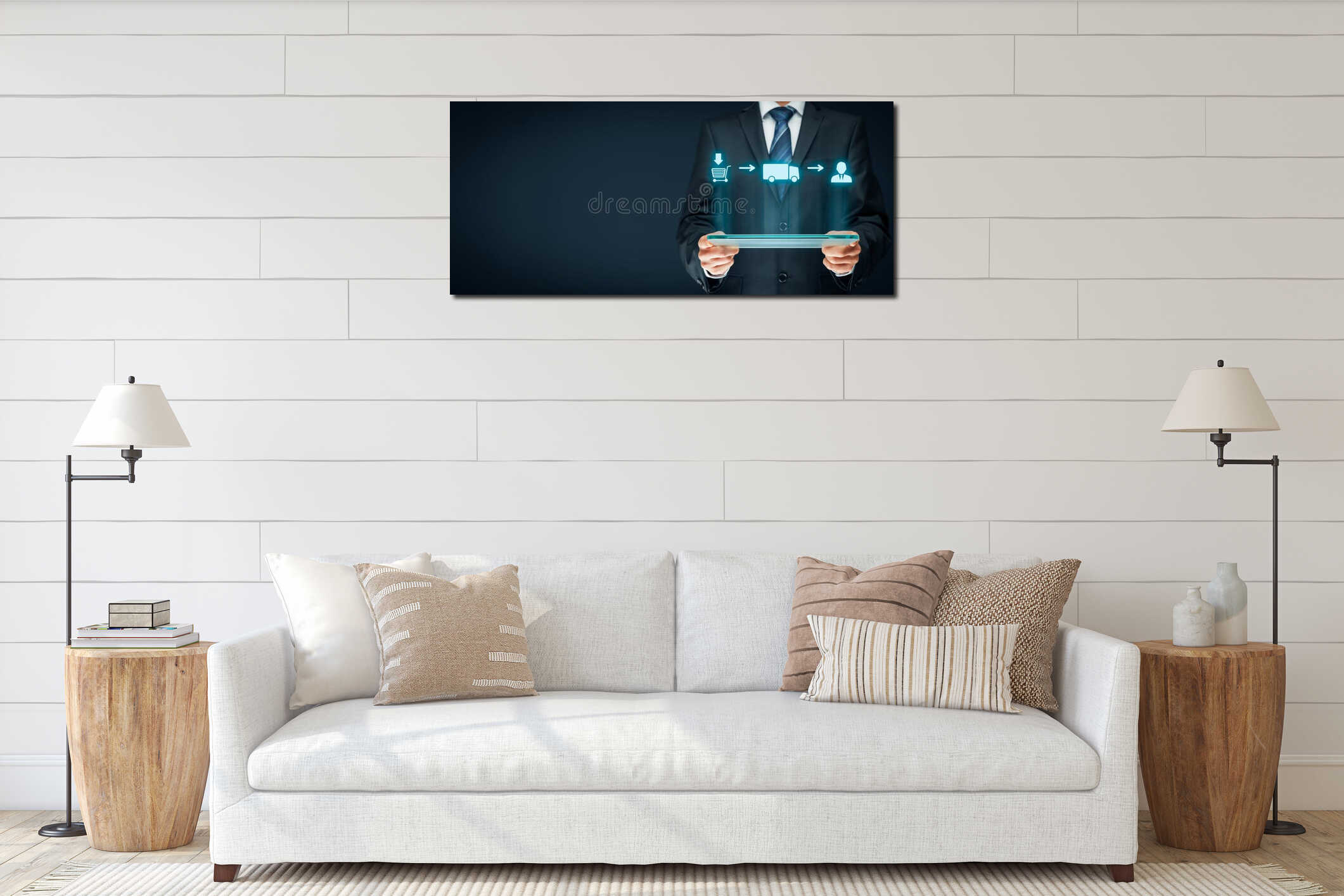 Canvas hanging interior mockup