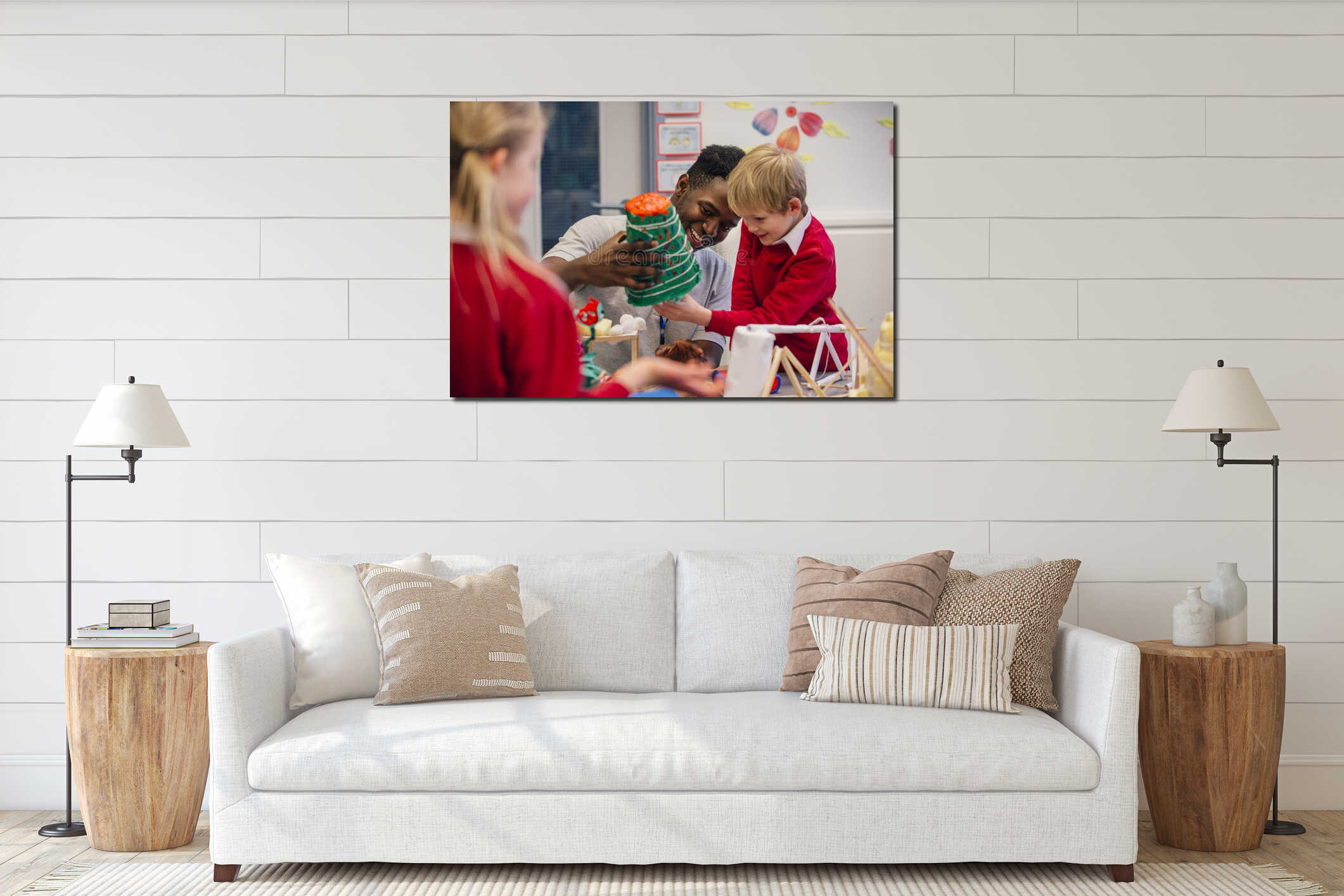 Canvas hanging interior mockup