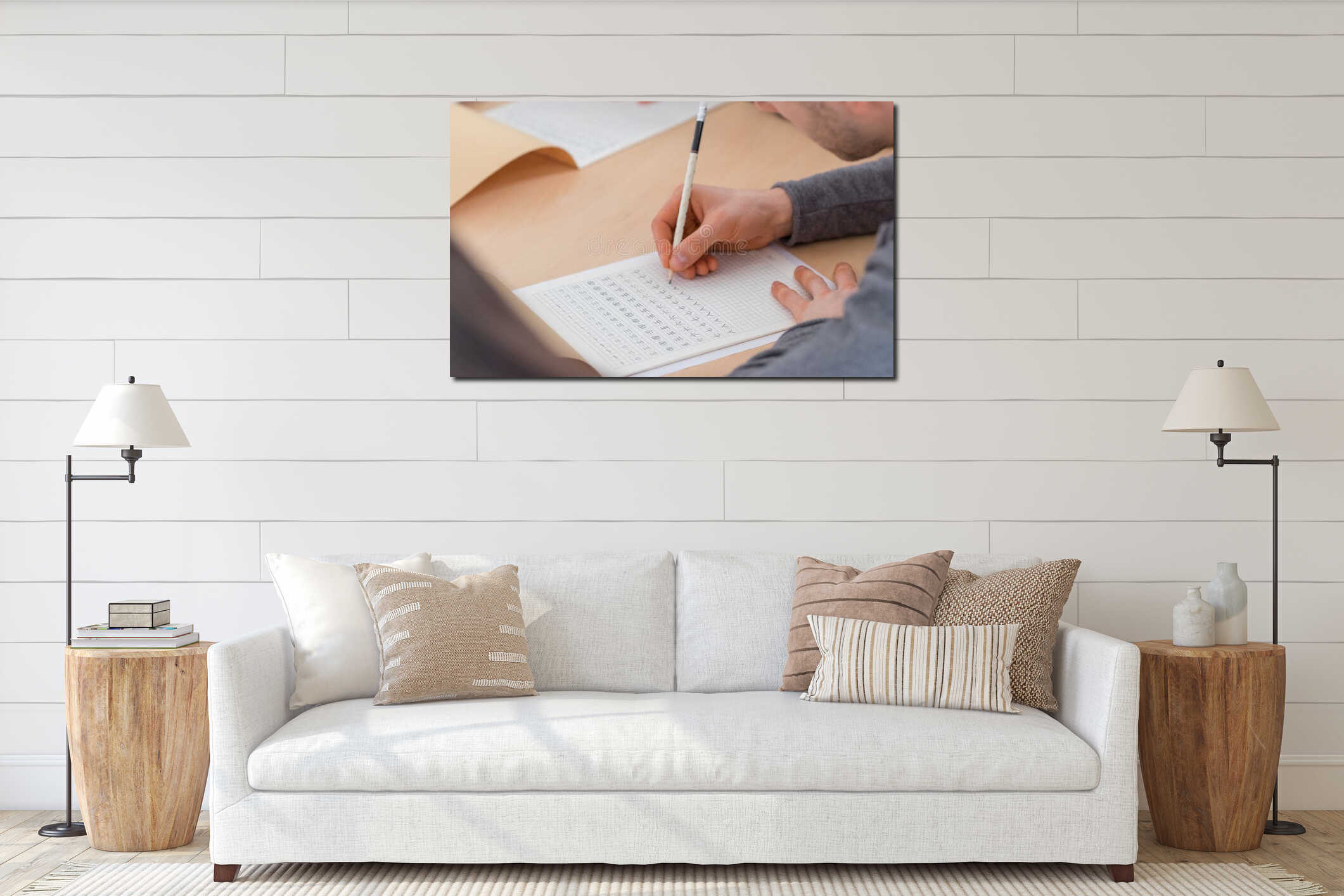 Canvas hanging interior mockup