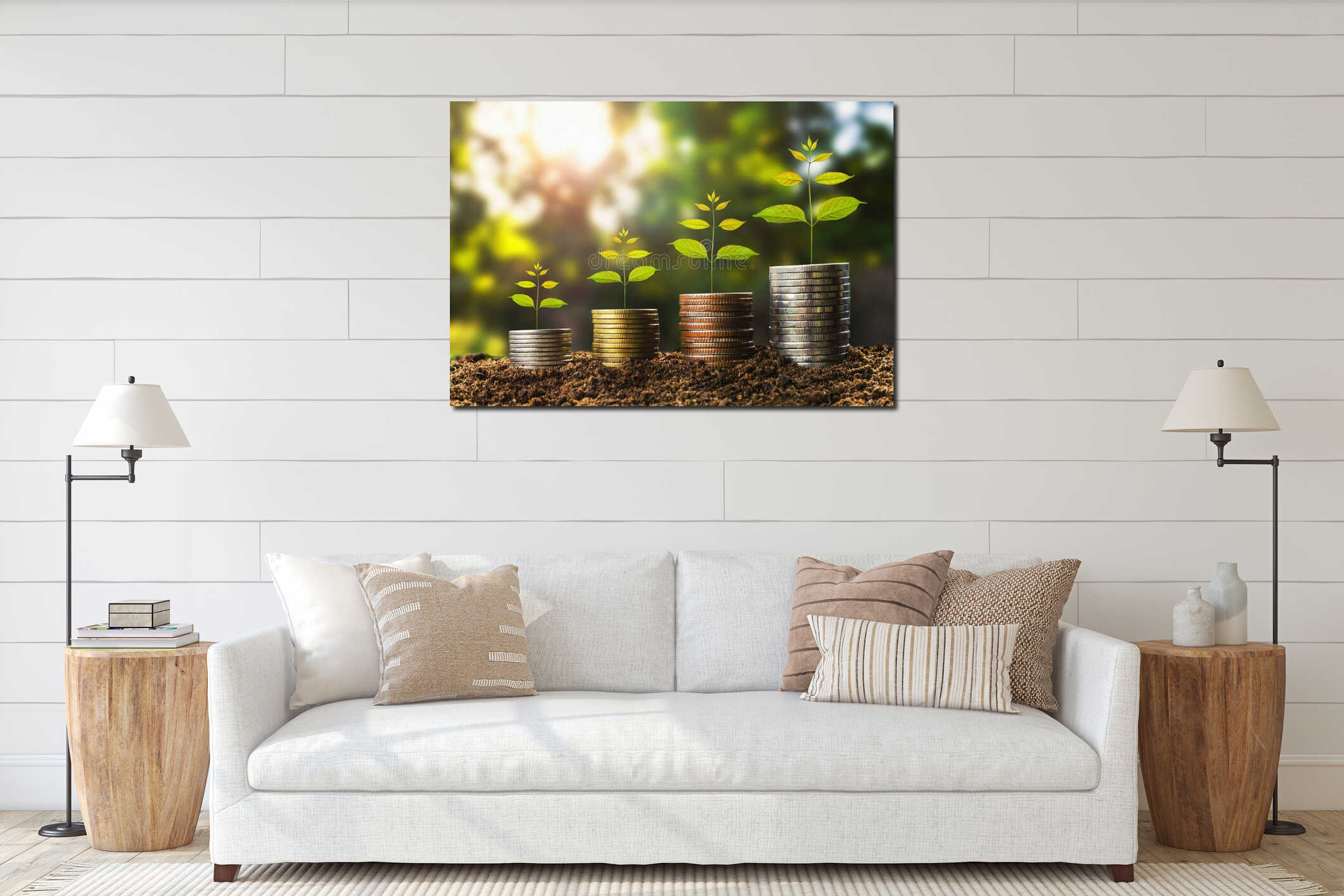 Canvas hanging interior mockup