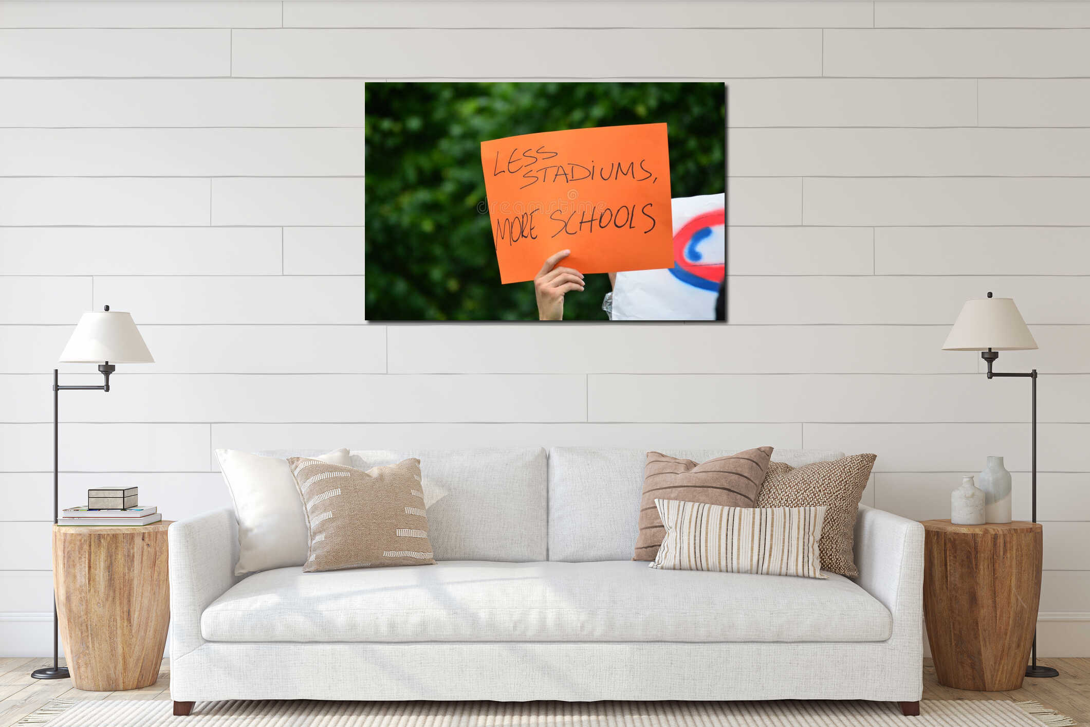 Canvas hanging interior mockup
