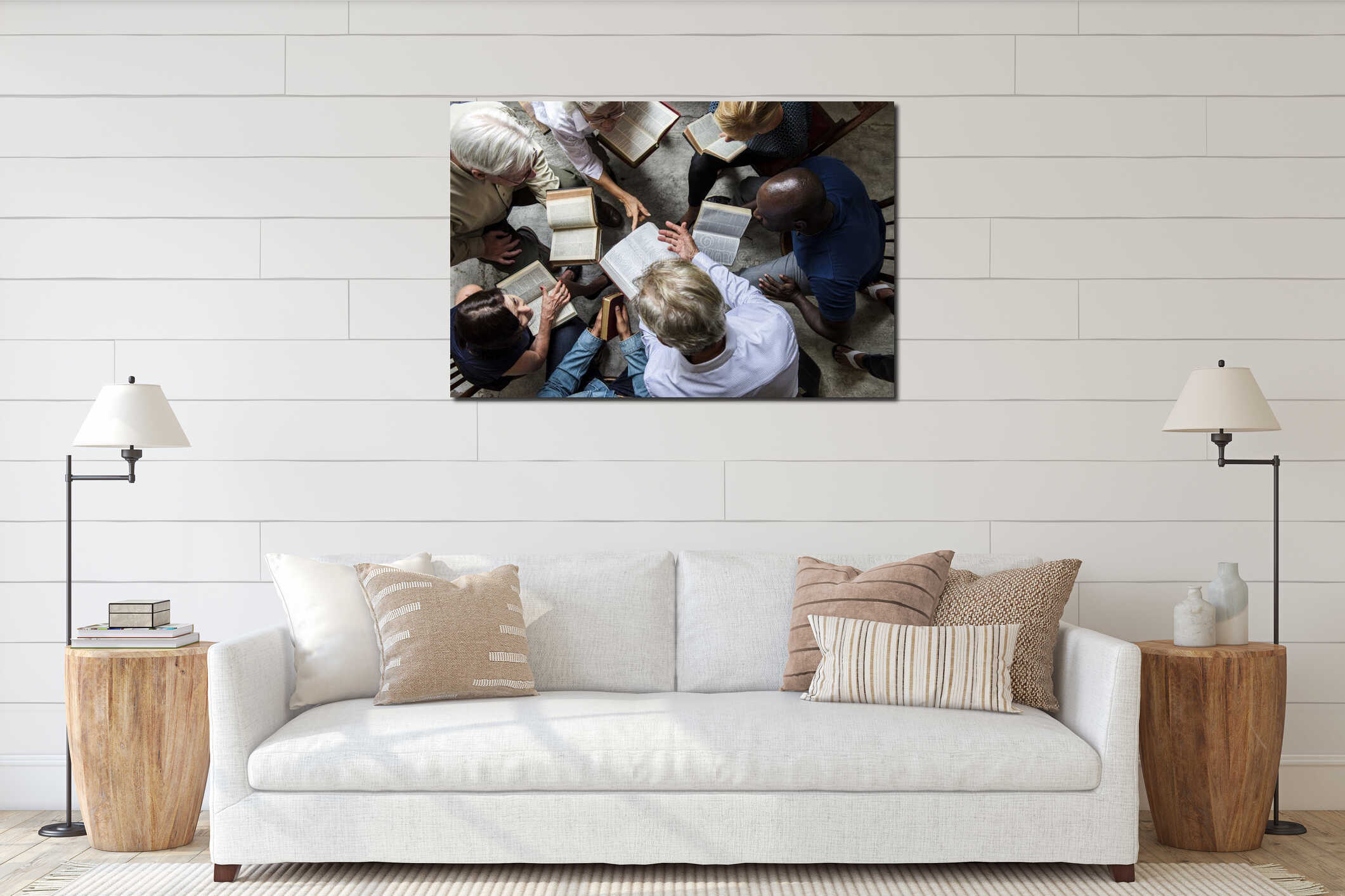 Canvas hanging interior mockup